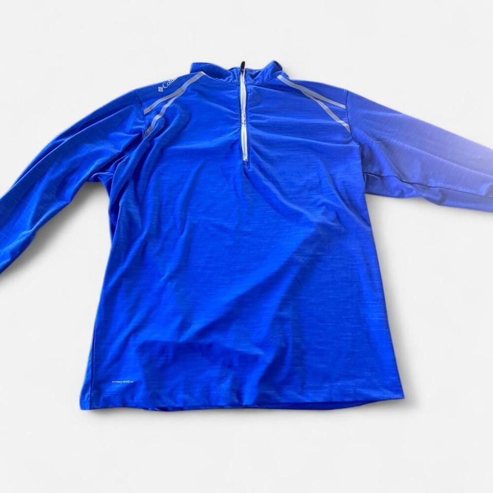 Columbia Pullover Mens Large Blue Omni-Wick 1/4 Zip Long Sleeve Golf Mock Neck